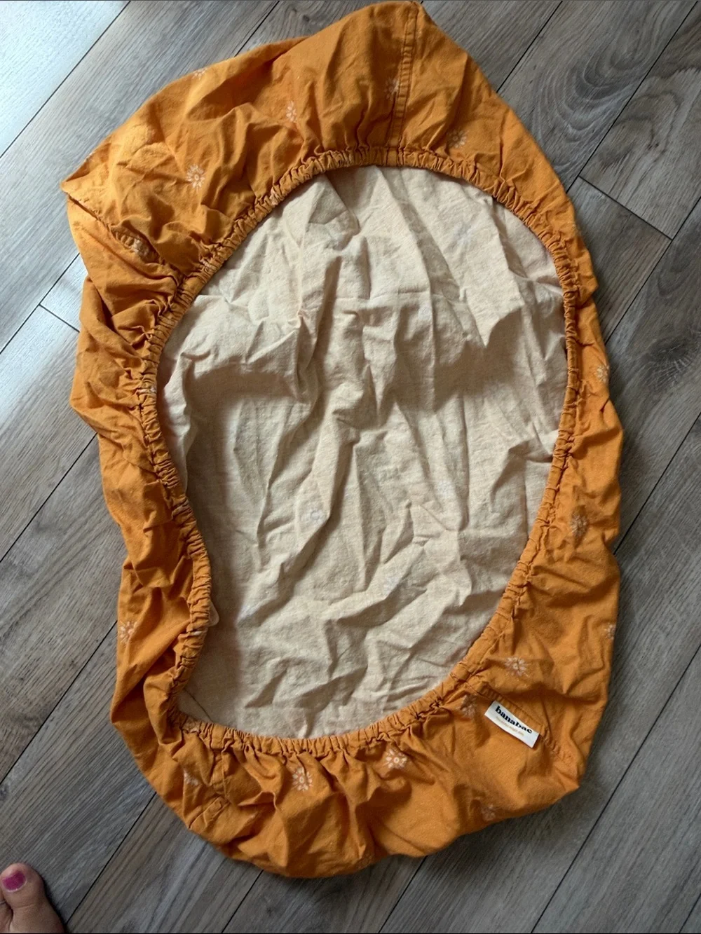 Banabae AU baby bassinet sheet. Sunshine Orange Floral hemp Cotton
